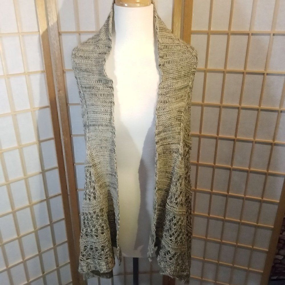 United States Sweaters Sm Open Knit Duster Vest Cardigan Asymmetrical Hem - Picture 6 of 9